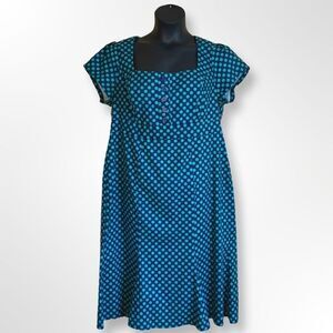 Cherry Velvet Retro Pin Up Polka Dot Dress XL with Trumpet Skirt and Back Detail